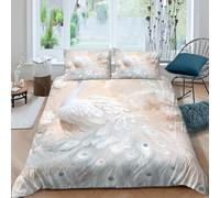 CTJQHVKZ 3D Printed Elegant White Swan Fitted Sheet Microfiber Soft Breathable Feather Pattern Bed Cover for Bedroom Dorm Decor Single（135x200cm）