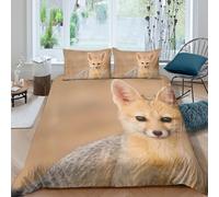CTJQHVKZ 3D Printed Fennec Fox Fitted Sheet Microfiber Soft Anti-Slip Animal Pattern Bed Cover for Bedroom Dorm Mattress Protection Decor Single（135x200cm）