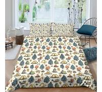 CTJQHVKZ 3D Printed Forest Camping Fitted Sheet Microfiber Soft Breathable Woodland Adventure Mattress Cover for Bedroom Dorm Single（135x200cm）