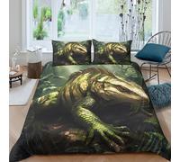 CTJQHVKZ 3D Printed Forest Lizard Fitted Sheet Microfiber Soft Green Jungle Mattress Cover for Bedroom Guest Room Decor Protection Single（135x200cm）