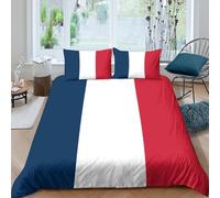 CTJQHVKZ 3D Printed French Flag Stripe Fitted Sheet Microfiber Soft Red Blue White Bed Cover for Bedroom Guest Room Decor Single（135x200cm）