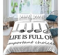 CTJQHVKZ 3D Printed Golf Club Fitted Sheet Microfiber Soft Black White Important Choices Bed Cover for Bedroom Home Decor Single（135x200cm）