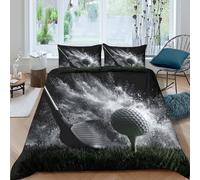 CTJQHVKZ 3D Printed Golf Swing Fitted Sheet Microfiber Black White Explosion Bed Sheet for Bedroom Dorm Mattress Protection Decor Single（135x200cm）