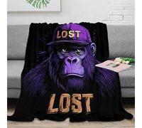 CTJQHVKZ 3D Printed Gorilla wearing cap Bed Blanket Microfiber Warm Soft Bedding All Season Urban street art Sofa Throw Anti Static No Shedding for Men Women Households 80×90inch(200x230cm)