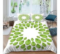 CTJQHVKZ 3D Printed Green Leaf Pattern Fitted Sheet Microfiber Soft Anti-Slip Mattress Cover for Bedroom Dorm Home Decor Single（135x200cm）