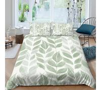 CTJQHVKZ 3D Printed Green Leaf Pattern Fitted Sheet Microfiber Soft Non Slip Bed Cover for Bedroom Dorm Mattress Protection Decor Single（135x200cm）