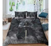 CTJQHVKZ 3D Printed Grim Reaper Fitted Sheet Microfiber Soft Breathable Sword Shadow Bed Cover for Bedroom Guest Room Decor Single（135x200cm）