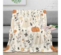 CTJQHVKZ 3D Printed Halloween ghosts Lounge Throw Soft Warm Bedding Breathable Autumn floral pattern Living Room Throw Non Pilling Fade Resistant for Students Gamers Movie Nights 70×80inch(180x200cm)