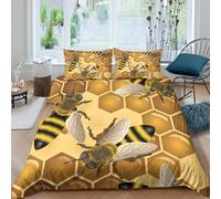 CTJQHVKZ 3D Printed Honeycomb Bee Fitted Sheet Microfiber Soft Bedroom Decor Mattress Cover for Home Guest Room Easy Clean Single（135x200cm）