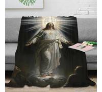 CTJQHVKZ 3D Printed Jesus Christ Throw Blanket Microfiber Warm Soft Bedding Breathable religious painting Lounge Throw Lightweight All Season for Students Gamers Movie Nights 70×80inch(180x200cm)