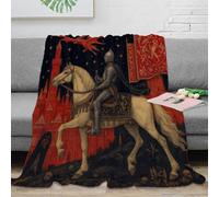 CTJQHVKZ 3D Printed Knight on horse Sofa Throw Microfiber Warm Soft Bedding Lightweight Medieval fantasy art Warm Blanket Breathable All Season for Homeowners Renters Adults 70×80inch(180x200cm)