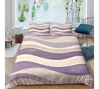 CTJQHVKZ 3D Printed Lavender Beige Wave Fitted Sheet Microfiber Soft Mattress Cover for Bedroom Dorm Easy Care Decor Single（135x200cm）