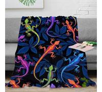 CTJQHVKZ 3D Printed lizard pattern Blanket Microfiber Soft Warm Bedding Breathable vibrant tropical Lounge Throw Lightweight All Season Non Pilling for Adults Teens Families 70×80inch(180x200cm)