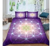 CTJQHVKZ 3D Printed Mandala Pattern Fitted Sheet Microfiber Purple Sacred Geometry Mattress Cover for Bedroom Dorm Decor Single（135x200cm）