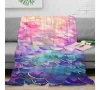 CTJQHVKZ 3D Printed mermaid scales Blanket Microfiber Soft Warm Bedding Durable fantasy rainbow design Cosy Throw Premium Gift for Parents Grandparents Family Members 80×90inch(200x230cm)