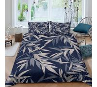 CTJQHVKZ 3D Printed Navy Bamboo Fitted Sheet Microfiber Soft Breathable Leaf Pattern Mattress Cover for Bedroom Guest Room Decor Single（135x200cm）