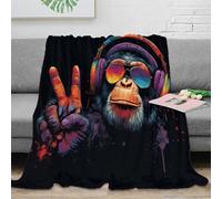CTJQHVKZ 3D Printed Peace sign monkey Nap Blanket Microfiber Warm Soft Bedding Lightweight Colorful street art Thermal Blanket Breathable Thermal Insulating for Adults Teens Kids 80×90inch(200x230cm)