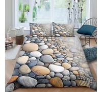 CTJQHVKZ 3D Printed Pebble Stone Fitted Sheet Microfiber Soft Anti-Slip River Rock Bed Cover for Bedroom Guest Room Decor Single（135x200cm）