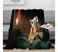 CTJQHVKZ 3D Printed Pig playing guitar Soft Throw Microfiber Soft Cosy Bedding Warm whimsical animal art Thermal Blanket Thoughtful Gift for Christmas Thanksgiving 80×90inch(200x230cm)