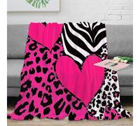 CTJQHVKZ 3D Printed Pink hearts All Season Blanket Microfiber Soft Warm Bedding Breathable Wild animal print Sofa Throw for Housewarming New Homeowners 80×90inch(200x230cm)