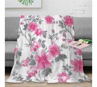 CTJQHVKZ 3D Printed PinkFloralPattern Soft Throw Microfiber Soft Cosy Bedding Warm VintageRetroStyle Thermal Blanket Machine Washable No Shedding for Men Women Couples 80×90inch(200x230cm)