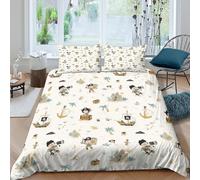 CTJQHVKZ 3D Printed Pirate Treasure Map Fitted Sheet Microfiber Soft Cartoon Island Bed Cover for Bedroom Guest Room Decor Single（135x200cm）