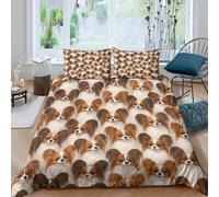 CTJQHVKZ 3D Printed Pomeranian Dog Pattern Fitted Sheet Microfiber Soft Bed Cover for Bedroom Guestroom Mattress Protection Single（135x200cm）