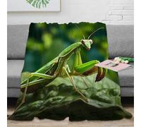 CTJQHVKZ 3D Printed praying mantis Warm Blanket Microfiber Soft Cosy Bedding Breathable Nature wildlife Living Room Throw Anti Static Fade Resistant for Kids Adults Families 70×80inch(180x200cm)