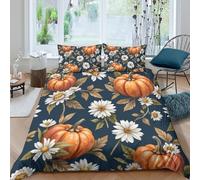 CTJQHVKZ 3D Printed Pumpkin Floral Fitted Sheet Microfiber Soft Breathable Daisy Bed Sheet for Bedroom Dorm Decor Single（135x200cm）