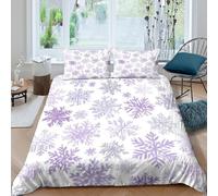 CTJQHVKZ 3D Printed Purple Snowflake Fitted Sheet Microfiber Soft Breathable Frost Pattern Mattress Cover for Bedroom Guest Room Decor Single（135x200cm）