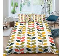 CTJQHVKZ 3D Printed Retro Leaf Pattern Fitted Sheet Microfiber Soft Breathable Multicolor Mattress Cover Bedroom Decor Single（135x200cm）