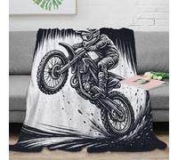 CTJQHVKZ 3D Printed rider action Bedding Blanket Ultra Warm Microfiber Soft Cosy black white Lounge Throw Wrinkle Resistant Non Pilling for Families Couples Guests 80×90inch(200x230cm)