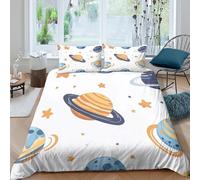 CTJQHVKZ 3D Printed Saturn Galaxy Fitted Sheet Microfiber Soft Breathable Cosmic Planet Mattress Cover for Bedroom Dorm Decor Single（135x200cm）
