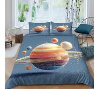 CTJQHVKZ 3D Printed Saturn Planet Fitted Sheet Microfiber Soft Breathable Solar System Bed Cover for Bedroom Dorm Mattress Protection Decor Single（135x200cm）
