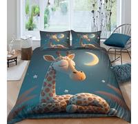 CTJQHVKZ 3D Printed Sleeping Giraffe Fitted Sheet Microfiber Easy Care Crescent Moon Mattress Cover for Bedroom Dorm Home Decor Single（135x200cm）
