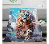 CTJQHVKZ 3D Printed Snow leopard art Bedding Blanket Microfiber Warm Soft Bedding Cosy Wild animal illustration Couch Blanket for New Homeowners Housewarming Guests 40x50inch(100x130cm)