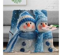 CTJQHVKZ 3D Printed Snowman couple Throw Blanket Microfiber Ultra Soft Warm Bedding Winter festive design Lounge Throw for Birthday Anniversary Holiday Celebrations 70×80inch(180x200cm)