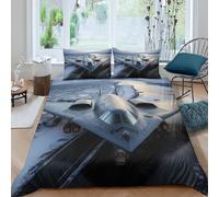 CTJQHVKZ 3D Printed Stealth Jet Fitted Sheet Microfiber Soft Breathable Night Sky Bed Cover for Bedroom Dorm Decor Single（135x200cm）