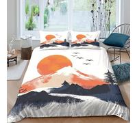 CTJQHVKZ 3D Printed Sunrise Mountain Fitted Sheet Microfiber Soft Breathable Birds Bed Cover for Bedroom Dorm Mattress Protection Decor Single（135x200cm）