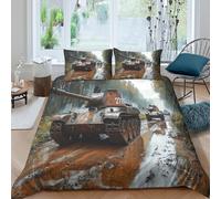CTJQHVKZ 3D Printed Tank Battlefield Fitted Sheet Microfiber Soft Breathable War Scene Mattress Cover for Bedroom Decor Single（135x200cm）