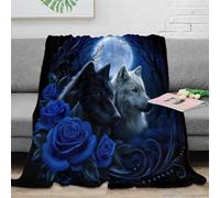 CTJQHVKZ 3D Printed under moon Cozy Throw Blanket Microfiber Warm Soft Bedding Cosy Fantasy wolf Bed Blanket Luxurious Gift for Wedding Anniversary Newlyweds Couples 80×90inch(200x230cm)