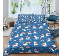 CTJQHVKZ 3D Printed Unicorn Rainbow Fitted Sheet Microfiber Soft Decorative Bed Cover for Bedroom Dorm Easy Care Single（135x200cm）