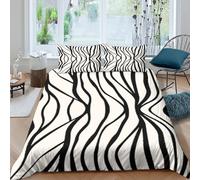 CTJQHVKZ 3D Printed Zebra Stripe Fitted Sheet Microfiber Soft Black White Abstract Bed Cover for Bedroom Dorm Mattress Protection Decor Single（135x200cm）