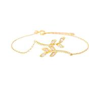 CTLTSRX To My Bestie Dainty Parallel Leaves Bracelet, Cubic Zirconia Adjustable Bracelets, Elegant Leaf Design Friendship Bracelet for Women (Gold)