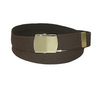 CTM Big & Tall Cotton Adjustable Belt with Brass Buckle, Brown