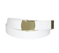 CTM Cotton Adjustable Belt with Brass Buckle, White