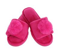 CTM Girl's Soft Pom Open Toe Slide Slippers