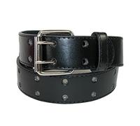 CTM Kids' 25 mm Wide Leather Two Hole Jean Belt, Xlarge, Black
