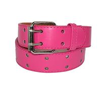 CTM Kids' 25 mm Wide Leather Two Hole Jean Belt, Xlarge, Dark Pink