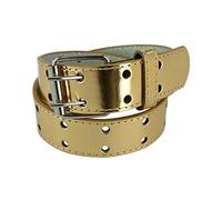 CTM Kids' 25 mm Wide Leather Two Hole Jean Belt, Xlarge, Gold